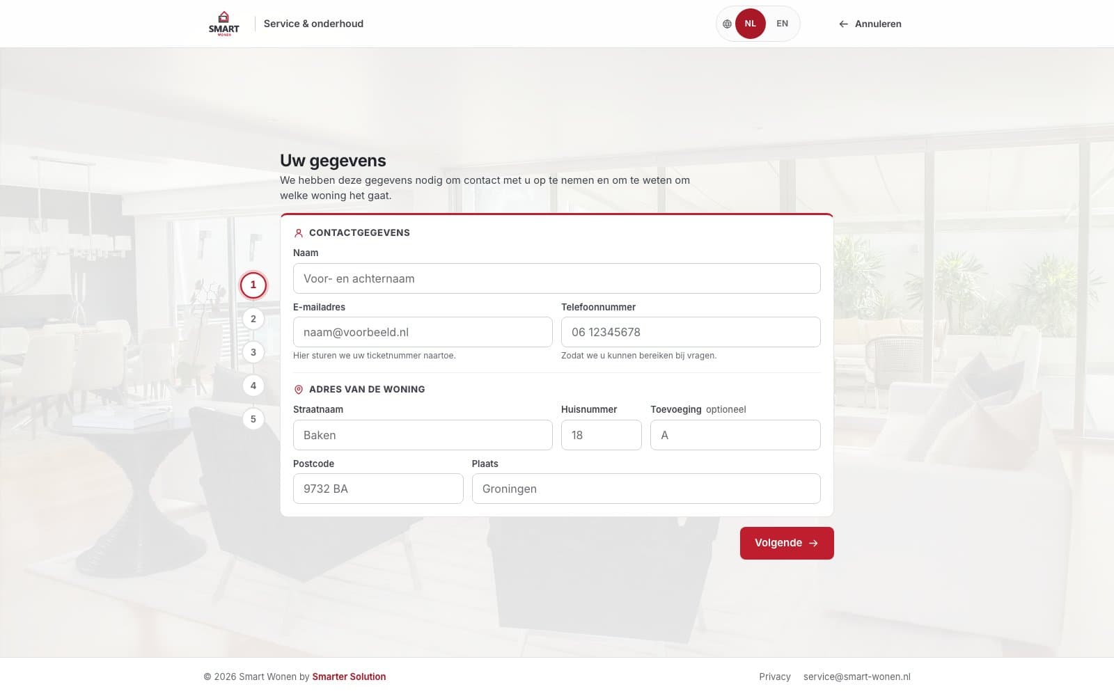 Smart Wonen ticketsysteem scherm 2