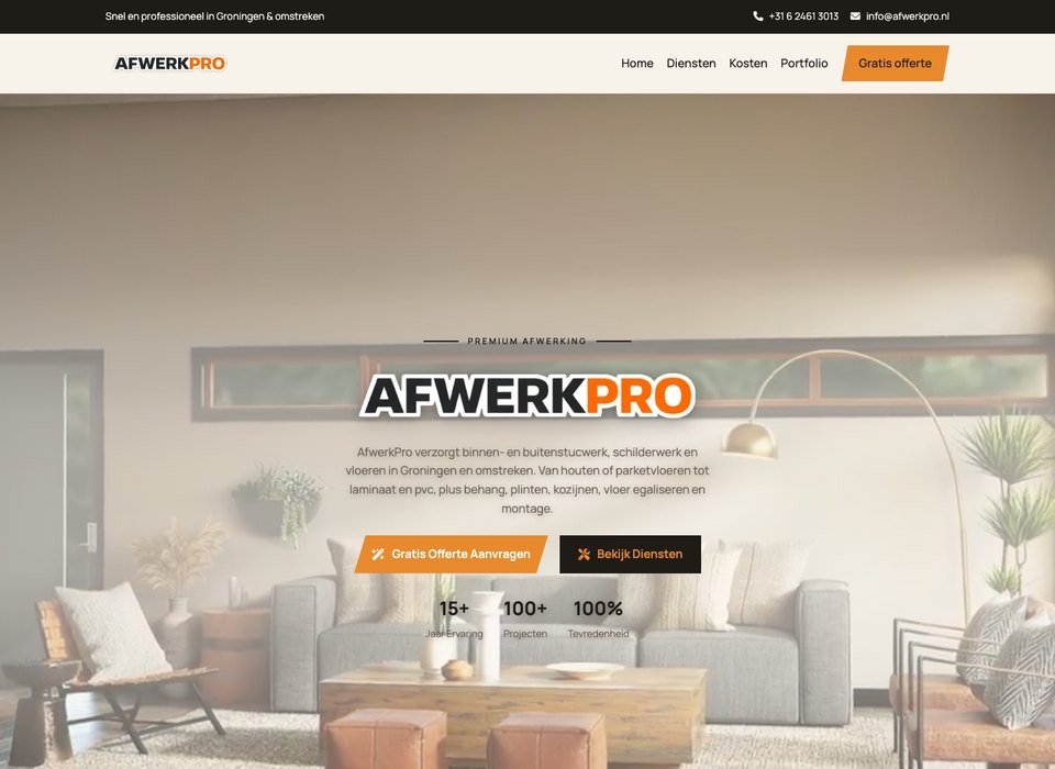 Website die we bouwden voor Afwerk Pro