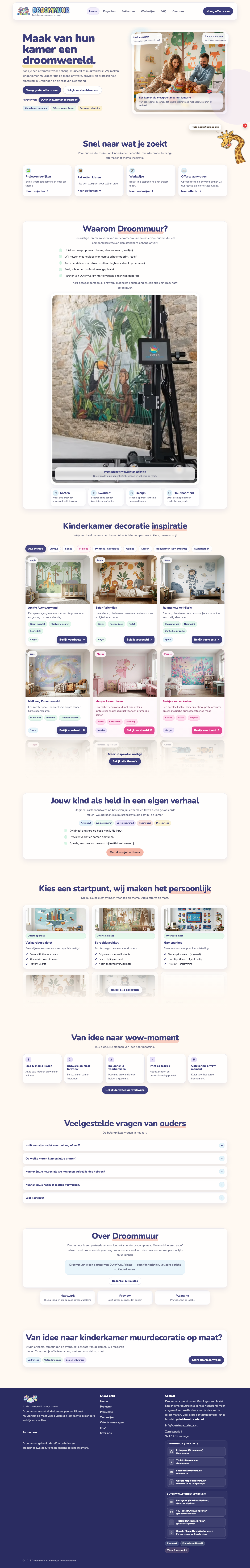 Website screenshot van Droommuur