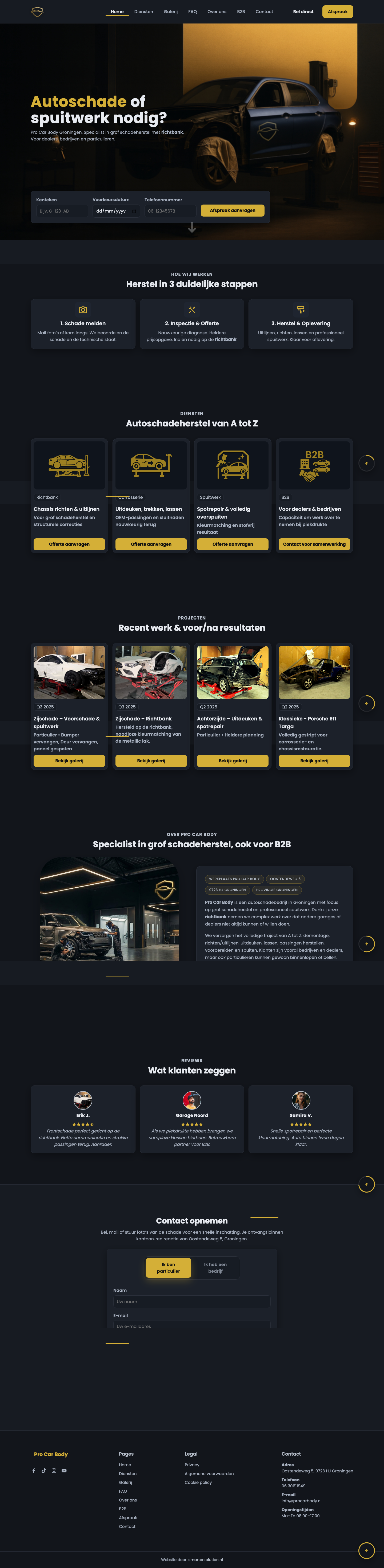 Website screenshot van ProCarBody